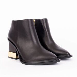 Kat Maconie Tali : Chic Black Ankle Booties Gold Accent Heel
